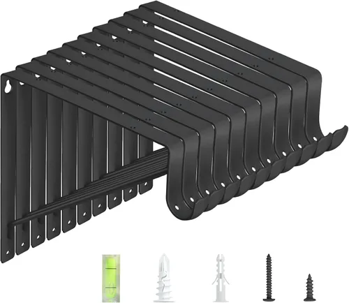 Miniatura 11 de Paquete de 4 soportes para barra de armario, soportes de estante de armario de 10.8 x 10.8 pulgadas para trabajo pesado montados en pared, soportes