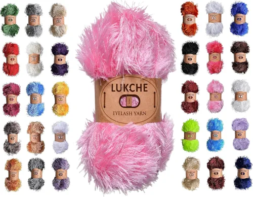 Miniatura 68 de Hilo de Pelo de Pestañas de Diversión de Lana de Felpa Premium 100% Poliéster 164 Yardas (150 Mt), 3.53 Oz (100 Gr) Hilo de Crochet Colorido DIY