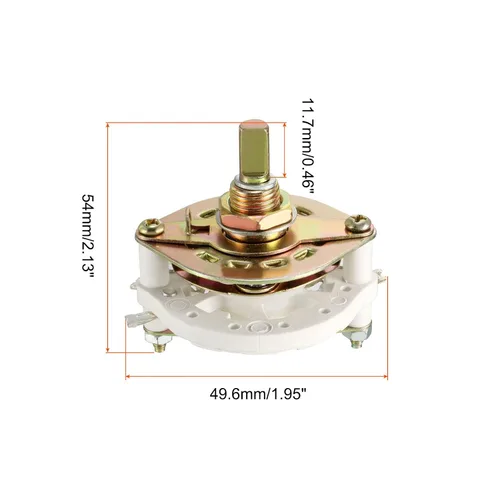 Miniatura 2 de Selector de interruptor giratorio de canal de banda 1P6T 1 polo 6 posiciones, cubierta simple