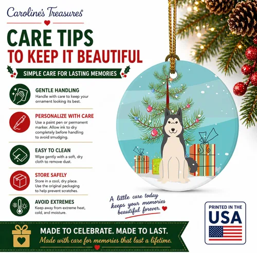 Miniatura 8 de Caroline's Treasures Adorno de cerámica para árbol de Navidad, Laika Spitz de Siberia Occidental, decoración colgante para árbol de Navidad