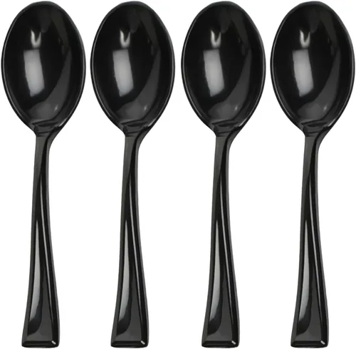 Maryland Mini cucharas Black Tiny Tasters – 3.75 pulgadas (paquete de 50) – Cucharas de plástico de alta calidad sin BPA – perfectas para fiestas de