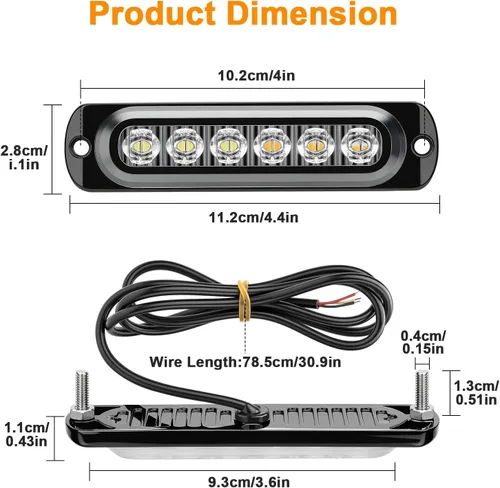 Miniatura 2 de EEEKit 10 luces LED estroboscópicas de emergencia, 6 LED ámbar blanco estroboscópico luces intermitentes de emergencia de montaje en superficie