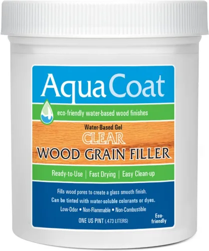 Aqua Coat Gel Rellenador de Veta de Madera Transparente a Base de Agua, Secado Rápido, Bajo Olor, Bajo VOC, Lijable, Teñible y Pintable, Fácil