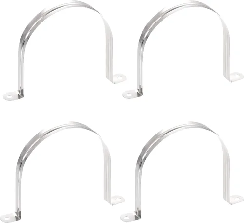 AKIHISA Abrazaderas de tubo, 4 abrazaderas de correa de tubo en U, soporte de tubo de acero inoxidable 304 de 2 agujeros, ID 5.11 pulgadas (5.118 in)
