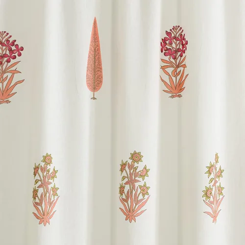 Miniatura 4 de Madhu International Cortinas bohemias – Juego de 2 paneles de algodón estampado floral para sala de estar, tapiz con bolsillo para barra, cortina