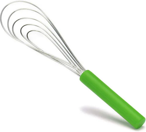 Miniatura 2 de Batidor Plano Mango de Silicona Antideslizante 10" - Batidor de 5 Alambres con 10 Cabezales para Cocina de Cocina por Jell-Cell (Verde)