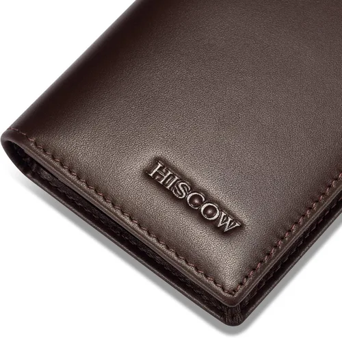 Miniatura 4 de Funda de piel para tarjetas de visita para hombres y mujeres, piel de becerro italiana Café