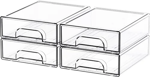 Miniatura 13 de Yieach Cajones de almacenamiento apilables transparentes de 12.1 pulgadas de ancho, paquete de 2 organizadores de cajones acrílicos para accesorios