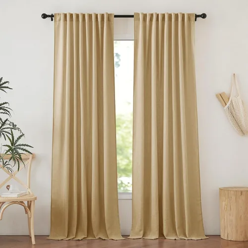 Miniatura 16 de NICETOWN Cortinas transparentes de lino de 84 pulgadas de largo, cortinas transparentes con pinza y bolsillo para barra con pestaña trasera