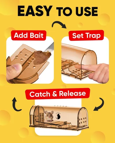 Miniatura 6 de Trampa humana para ratones para interiores y exteriores, paquete de 2 unidades, atrapa ratones y ratones, trampa pequeña para el hogar, trampa
