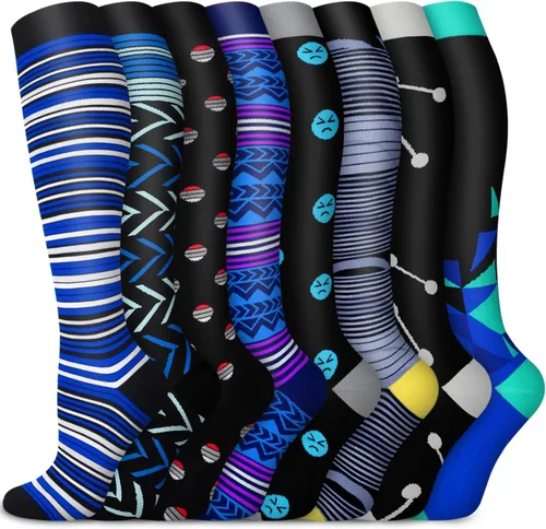 Aoliks Calcetines de compresión para mujeres y hombres, circulación de 20 a 30 mmHg, ideales para baloncesto, correr, enfermera, viajes, ciclismo