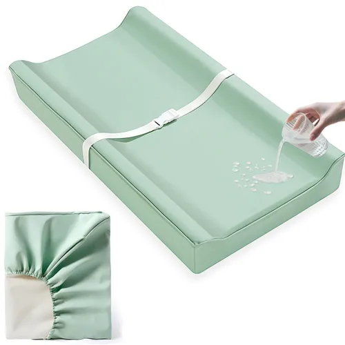 Miniatura 9 de Fundas de cambiador de pañales de cuero vegano para niña, niño, impermeable y lavable, suave funda para cambiador de pañales. Se adapta a Beige