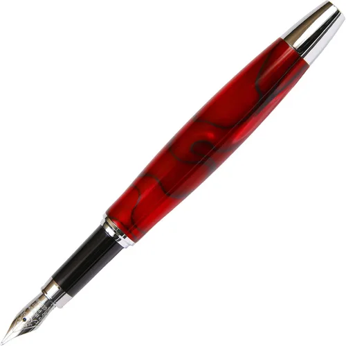 Miniatura 2 de Pluma estilográfica Toscana roja y negra, cuerpo brillante marmoleado Rojo & negro