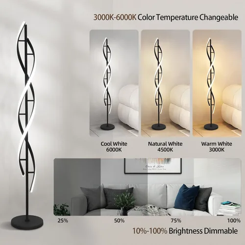 Miniatura 2 de ADISUN Lámpara de pie LED de 40 W, lámpara de pie alta en espiral con control remoto e interruptor de pie, regulable, cambio de color, moderna luz