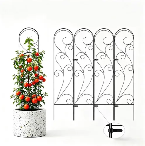 Miniatura 8 de Zhongma Paquete de 4 enrejados de metal de 24 pulgadas para plantas en macetas que trepan, interior y exterior, enrejado de soporte para plantas