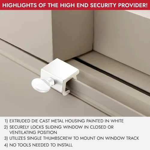 Miniatura 6 de NU-SET Cerradura Cerradura de ventana deslizante Cerradura de ventana con tornillo de pulgar para seguridad de ventanas Mejoras para el hogar