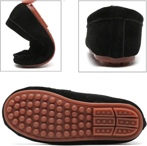 Miniatura 2 de DADAWEN Mocasines de piel de ante suave para niños y niñas pequeños, zapatos de vestir planos para barco, para boda, iglesia, zapatos Oxford