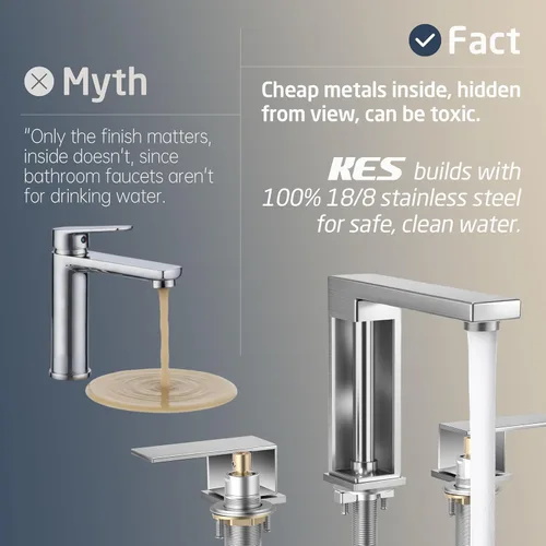 Miniatura 4 de KES Grifo de Lavabo de Baño de 8 Pulgadas Extendido Grifo de Baño de 3 Orificios Grifo de Tocador Manguera de Suministro Incluida SUS304 Acero
