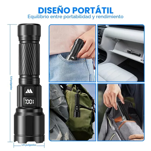 Miniatura 5 de Linterna UV WdtPro de 395 nm súper brillante, luz negra recargable con pantalla LCD, luz UV IP65 zoomable con clip, potente luz negra portátil