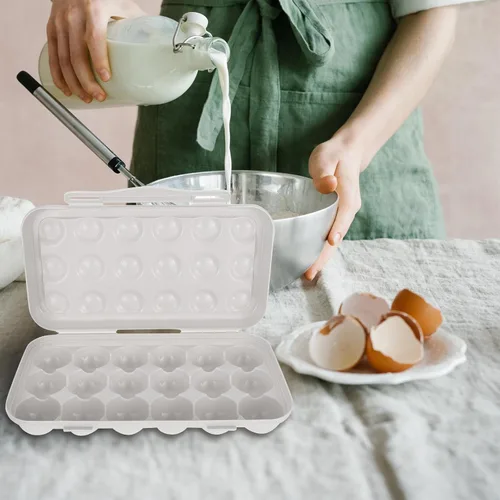Miniatura 9 de UPKOCH Soporte para huevos para refrigerador, 18 unidades, apilable, de plástico, con tapa hermética para almacenamiento organizado en cocina