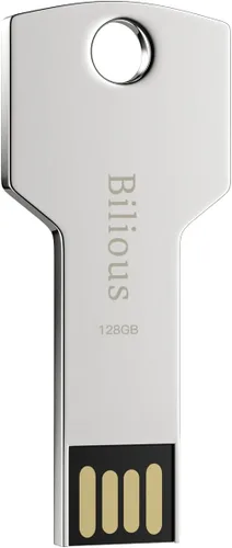 Bilious Llavero USB 2.0 128G, estilo metal, portátil, USB 2.0, memoria USB 2.0, impermeable, con forma de llave, 128 GB para almacenamiento y copia