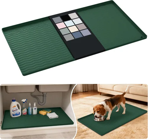 Miniatura 121 de URMONA Tapete de silicona impermeable para debajo del fregadero, 34 x 22 pulgadas, forro para estante de cocina y baño, protector de gabinetes