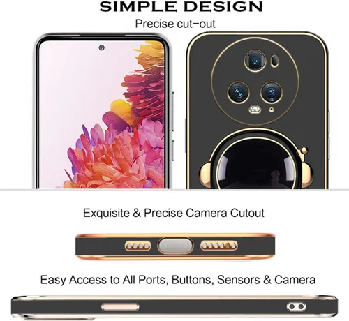 Miniatura 6 de Compatible con Honor Magic 5 Pro Funda con chapado creativo de astronauta de dibujos animados rosa, funda para teléfono Honor Magic 5 Pro, funda