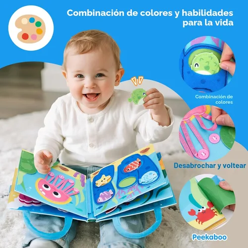 Miniatura 6 de hahaland Libro de actividades sensoriales Montessori para niños pequeños de 1 a 3 años, juguete de viaje para niños de 1, 2 y 3 años, juguete
