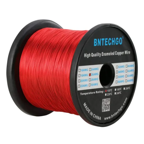 Miniatura 10 de BNTECHGO - Alambre magnético de 26 AWG, cable de cobre esmaltado para bobinado, 4 onzas, 0.0157 pulgadas de diámetro, 1 bobina de color rojo, Rojo 4