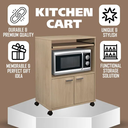 Miniatura 6 de Kings Brand Furniture Byron - Armario de microondas con almacenamiento y estante superior extraíble, carrito de almacenamiento de cocina de 2