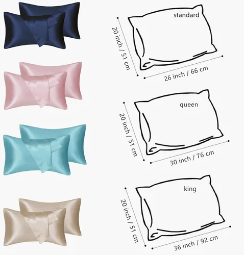 Miniatura 7 de Paquete de 6 fundas de almohada de satén tamaño King para cabello y piel, fundas de almohada lujosas y sedosas con cierre de sobre, 20 x 36