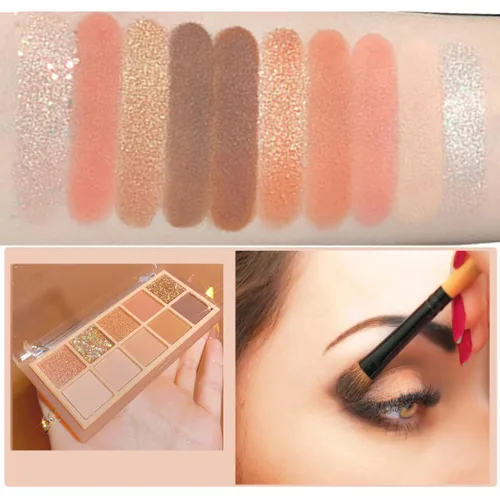 Miniatura 3 de Paleta de sombra de ojos de 10 colores, sombra de ojos mate y purpurina, maquillaje de textura aterciopelada, paleta de sombra de ojos desnuda