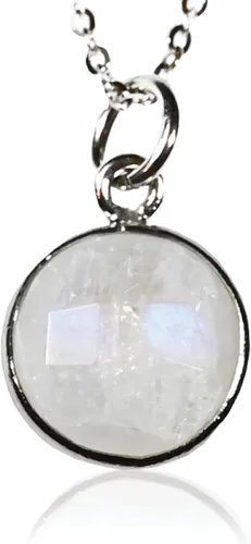 Miniatura 21 de Collar con colgante redondo, piedras preciosas naturales, labradorita, piedra lunar arcoíris, cristal, cuarzo rosa, amatista, citrino, plata de ley