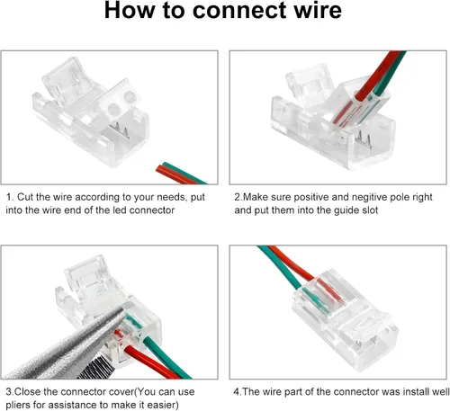 Miniatura 6 de RGBZONE 10 conectores de tira LED de 2 pines, 0.315 in de ancho, sin cables, sin cables, sin soldadura, conector rápido para tiras de luz LED de un