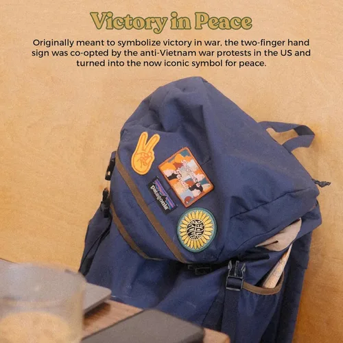 Miniatura 7 de Peace Fingers – Parche Social Good – Parches bordados de estilo de vida para ropa, adhesivo fuerte, parches bordados para ropa, tela, mochila