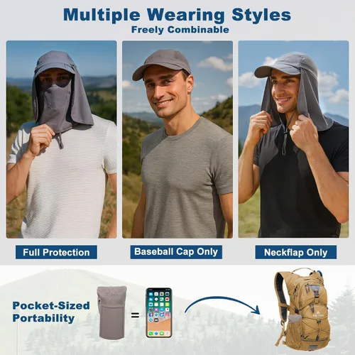Miniatura 4 de Surblue Sombrero de pesca con solapa para el cuello, protección UV, protección UV, UPF50+