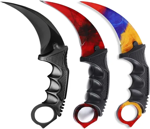 Cuchillo Karambit de hoja fija de 3 piezas, herramienta de campamento, cuchillo de caza al aire libre con funda y cable, adecuado para senderismo,