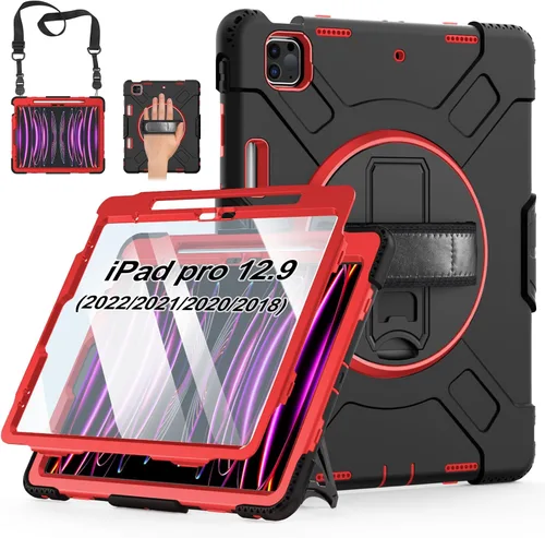 Miniatura 14 de Funda para iPad Pro de 12.9 2022/2021/2020/2018: Funda para iPad Pro 12.9 6ª/5ª/4ª/3ª generación con protector de pantalla, soporte para lápices