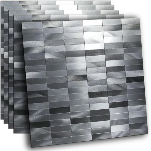 Miniatura 11 de XUANINY Azulejos de Mosaico de Aluminio Autoadhesivos para Despegar y Pegar, Pegatinas de Azulejos de Pared para Salpicadero de Cocina