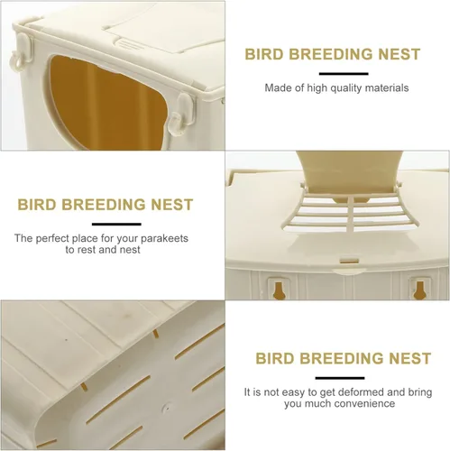 Miniatura 2 de STOBOK Caja nido de pájaros de plástico, 2 unidades, caja de cría de loros, caja de cría de pájaros, caja de jaula para periquitos y cacatúas, 5.1 x