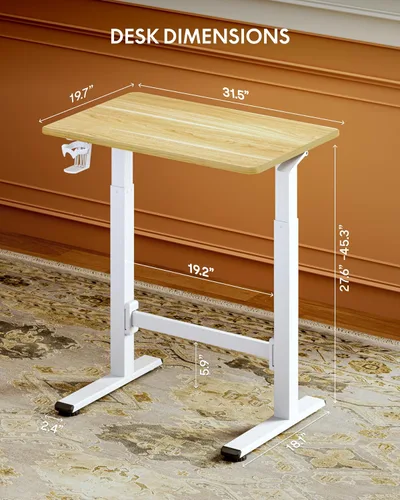 Miniatura 2 de FLEXISPOT H7 Plus - Escritorio de pie ajustable con resorte de gas, estación de trabajo móvil con rueda, escritorio inalámbrico para habitación