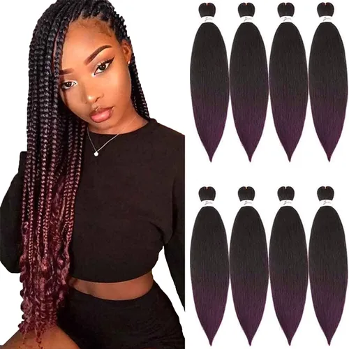Miniatura 19 de Oferta de varios paquetes: extensiones de cabello trenzado preestiradas de 24 pulgadas, 8 paquetes de trenzas sintéticas de ganchillo 613, sin