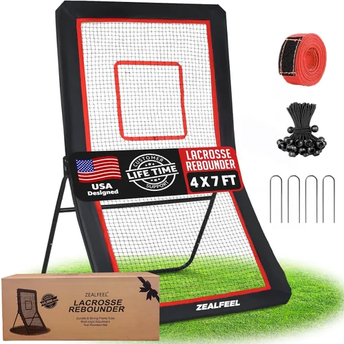 Miniatura 10 de ZEALFEEL Lacrosse Rebounder, 4x7FT/4x6FT Volleyball Rebounder for Backyard with 5 Rebound Angles, Target Strip, Lacrosse Rebound Net Perfect for Lax