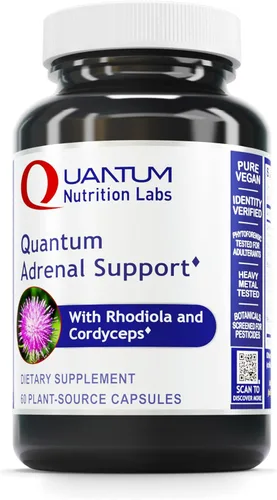 Soporte suprarrenal cuántico - Soporte suprarrenal y energético de estado cuántico - Cuenta con Rhodiola, Cordyceps, raíz de Eleuthero y más - 60