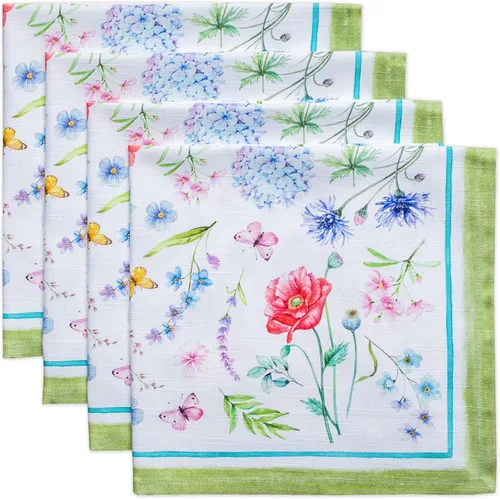 Miniatura 150 de Maison d' Hermine Happy Florals - Juego de 4 servilletas 100% algodón suave y cómodo perfectas para cenas familiares, bodas, fiestas de cóctel, 063