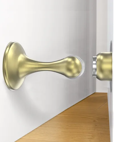 Miniatura 9 de Topes magnéticos para puerta, paquete de 4, topes de puerta de acero inoxidable para montaje en pared y piso, soporte de puerta mantiene la puerta