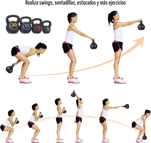 Miniatura 6 de F2C - Juego de pesas rusas de 4 piezas, juego de pesas para entrenamiento de fuerza, pesas rusas de 5 libras, 10 libras, 15 libras, 20 libras, pesas