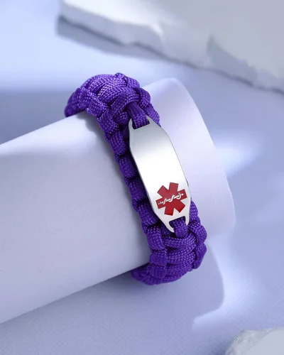 Miniatura 26 de Pulsera de alerta médica Paracord para hombres y mujeres Pulsera de identificación médica de acero inoxidable con hebillas de liberación lateral
