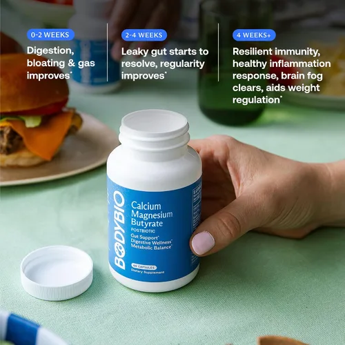 Miniatura 6 de BodyBio Butirato - Postbiótico para la Salud Intestinal, Apoyo Digestivo, Alivio de Hinchazón, Gases y Estreñimiento, Reparación de Intestino