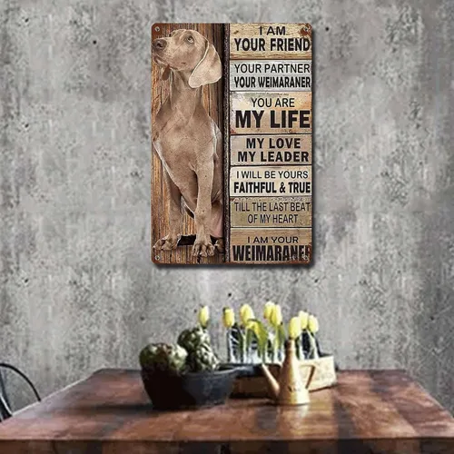 Miniatura 3 de Letrero de metal con texto en inglés "I Am Your Friend", regalo para los amantes de Weimaraner, arte de pared vintage, letreros de barra